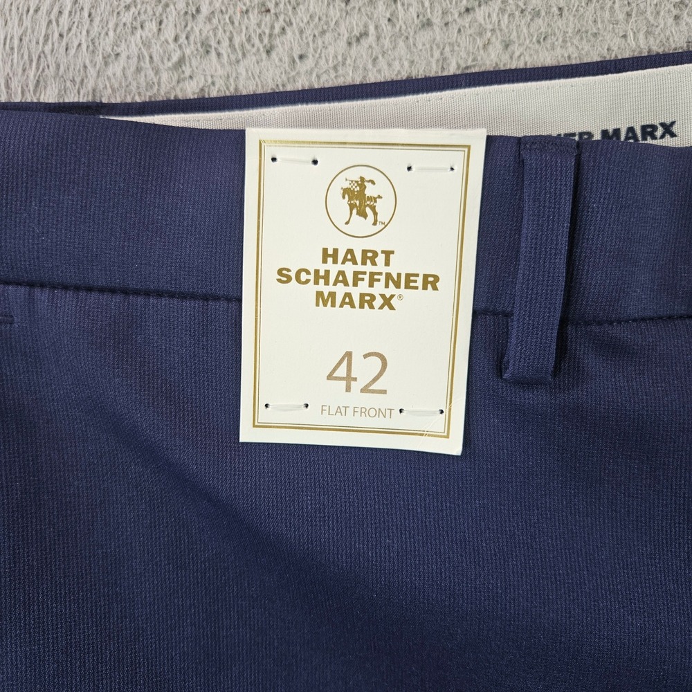 Hart Schaffner Marx Luxury Performance Navy Blue Flat Front Shorts Mens 42 NEW